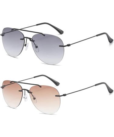 Koosufa Frameless Bifocal Reading Sunglasses for Men & Women - Anti-Blue Light UV Protection Outdoor Reading Aid (1.0 - 4.0 2 Colors) - Buy Online on SooperMarket.com