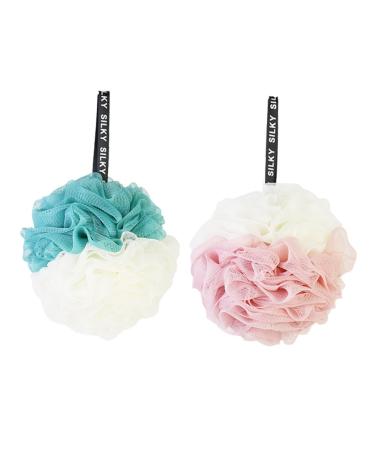 Angoily 2pcs Shower Ball Mesh Sponge Women Bath Ball Mesh Pouf Large 1 Count (Pack of 1)