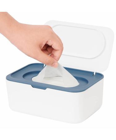 Wet wipes box seposve wet cloth donors for baby and adults refillable damp toilet paper box keeps cloths fresh single -handed blue