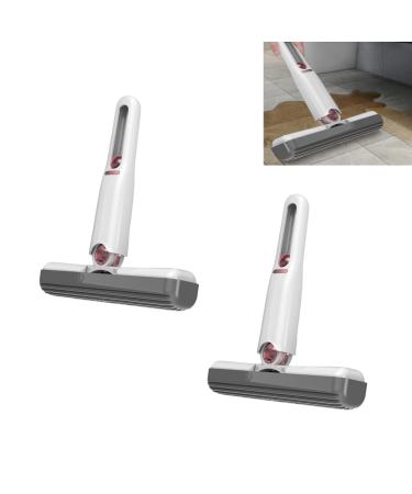 Mini Mop | Mini Portable Short Mop Self-Squeeze Glass Wiper | Hand Wash-Free Strong Absorbent Lazy Cleaning System for Desktops Windowpanes Tablewares White Suit*2