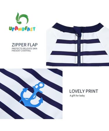 UPF 50+ Baby Boy Swimwear Set with Sun Hat | Navy Stripe | 6-9 Months - Buy Online on SooperMarket.com