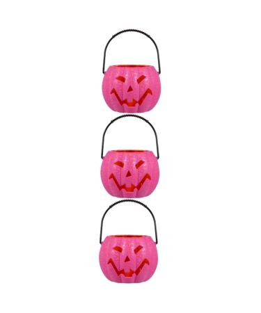 HOMSFOU 3 Pcs Glowing Crackle Purple Pumpkin Fall Pumpkin Decor Halloween Party Decorations Fall Centerpieces Trick or Treat Candy Buckets Halloween Paper Lantern Accessories Rural Plastic