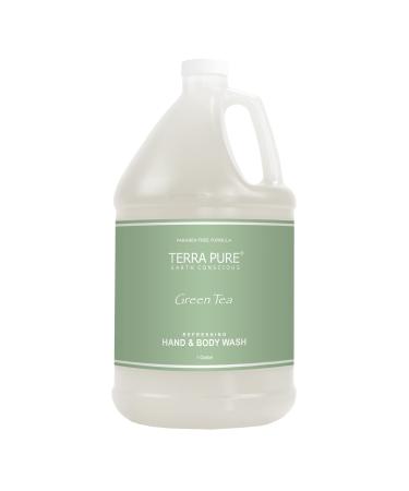 Terra Pure Green Tea Hotel Hand & Body Wash | 1 Gallon | For Hospitality & Vacation Rentals to Refill Dispensers | (Single Gallon) Green Tea & Lemongrass 128 Fl Oz (Pack of 1)