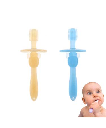 2Pcs/Pack Baby Toddler Teethers Soft Bristles 360 Training Toothbrushes Silicone Teething Toys/Pacifier Gum Massagers for Newborn Infant