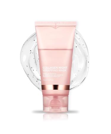 Collagen Night Wrapping Mask Collagen Overnight Face Mask Peel Off Face Masks - Hydrolyzed Collagen Face Masks Skincare for Elasticity & Hydration Tight Skin Reduce Sagging & Dullness