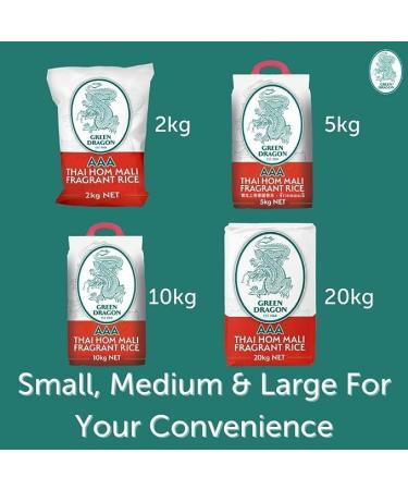 T&L Green Dragon Thai Jasmine Fragrant AAA Rice 10kg - | Delicate Jasmine Aroma | Long Aromatic Grains | Versatile for Various Cuisines | Ethically Sourced Farming | Nutrient-Rich | Gluten-Free - Buy Online on SooperMarket.com