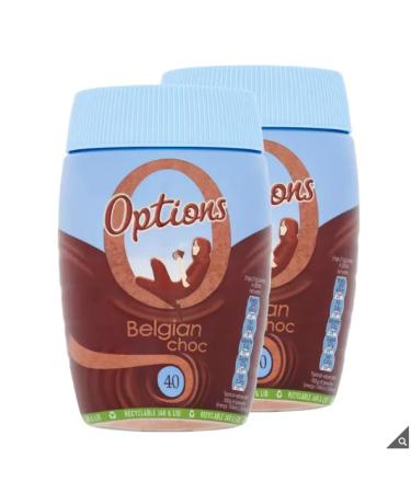 Options Choc-O-Lait 2 x 395g - Gluten Free- Smooth Belgian Chocolate - Rich & Creamy - Certified by Rainforest Alliance