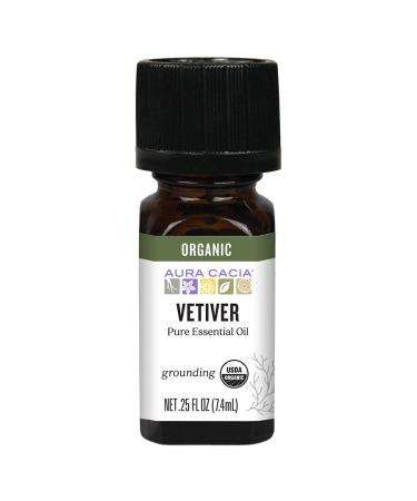 Aura Cacia Organic Pure Vetiver Essential Oil 0.25 fl oz