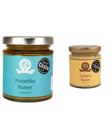Nutural World - Smooth Pistachio butter (170g) / 100% pure single ingredient - Great Taste Award winner & Smooth Cashew Nut Butter (170g) Great Taste Award Winner - 100% Pure Single Ingredient + Cashew Nut Butter