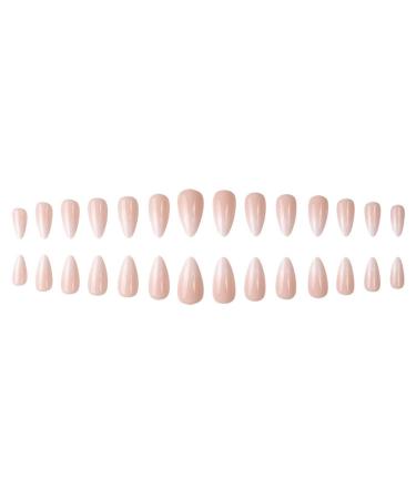 Mouyou Press On Nails - Short Almond Nude Gradient White Acrylic Full Cover Nail Set for Women & Girls - includes Nail Glue - Buy Online on SooperMarket.com