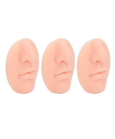 Soft Silicone Nose Model 3 Flexible Silicone Nose Models with Mouth for Adult Salon (Light Skin Color)