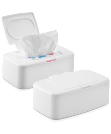 2 Pack Wipes Dispenser, Small Wipes Case with Lid, Wet and Dry Tissue Box, Dustproof Wipe Container with Sealing Design, Keeps Wipes Fresh Wipe Holder