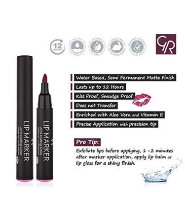 Golden Rose Lip Marker Lip Stain - 104 Burgundy, Long Lasting, Water Based with Aloe Vera and Vitamin E - Buy Online on SooperMarket.com