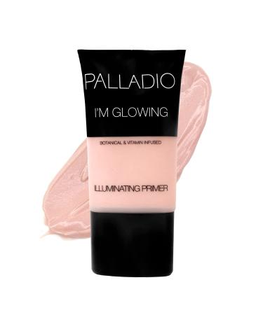 Palladio I'm Glowing Illuminating Primer  Pearly Pink Makeup Primer for Face  Contains Aloe Vera  Grape Seed Oil  Green Tea  Brightens Complexion  Combats Wrinkles  Fine Lines & Pores