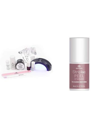 Alessandro Striplac Peel or SAK Starter Kit-Perfect Nails in 15 minutes-1x LED nail polish set & striplac peel or soak Classic Rosy Wind-LED nail polish in classic taupe-1 x 8ml