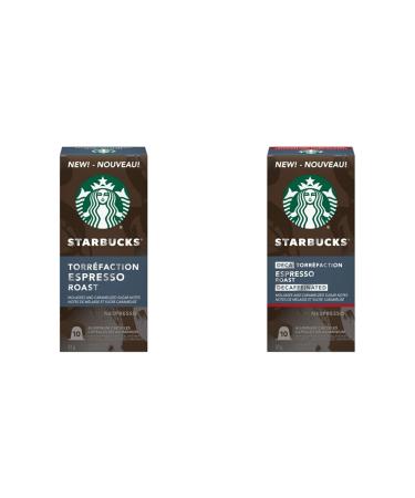 Starbucks by Nespresso Espresso Roast Nespresso Coffee Capsules Original Line Compatible 5X10 Nespresso Coffee Pods 50 Count & by Nespresso Decaf Espresso Roast Nespresso Coffee Capsules 50 Count