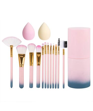 Sonku Makeup Brush Set Foundation Blush Eye Shadow Eyebrow Eyeliner 12pcs. With 4 Makeup Sponges