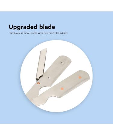 Professional Foldable Stainless Steel Beard Blade Holder | Durable Razor with Straight Edge for Precision Grooming - Buy Online on SooperMarket.com