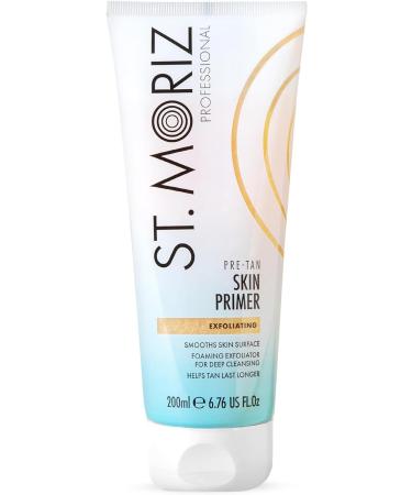 St Moriz Pre-Tan Skin Primer for Self Tanner- Exfoliating Fake Tan Primer - Preps & Primes Skin for Long-Lasting Tan - Deep Cleansing Foaming Exfoliator for Self Tan (6.76 fl oz) Exfoliating Primer