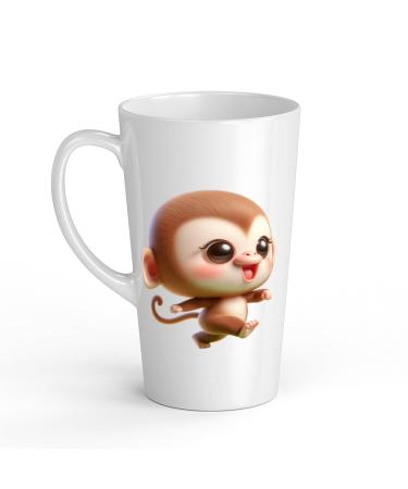 White Ceramic Baby Monkey Mug - Large 483 ml Perfect for Hot Chocolate or Milk Fun and Easy to Use