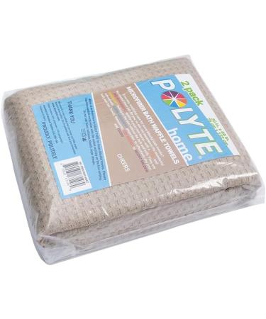 POLYTE Microfiber Oversize Bath Towel Set - 60 x 30 in, Quick Dry & Lint Free (Beige Waffle Weave) - Pack of 2 - Buy Online on SooperMarket.com