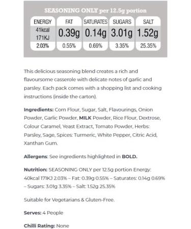 Pureety GLUTEN FREE Chicken Casserole Recipe Seasoning x 4 packs - Buy Online on SooperMarket.com