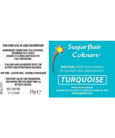 Sugarflair Turquoise Spectral Food Colouring Paste - 25g | Highly Concentrated for Sugar Pastes, Buttercream, Royal Icing | Vibrant Dye - Buy Online on SooperMarket.com