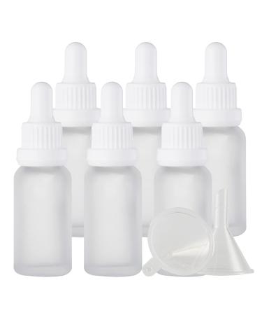 Zeoabsy 6 pieces 20 ml frosted clear glass pipette bottle with white originality lock pipette ring empty clear glass bottle of glass pipette drip bottles for essential oils aromatherapy 20ml transparent