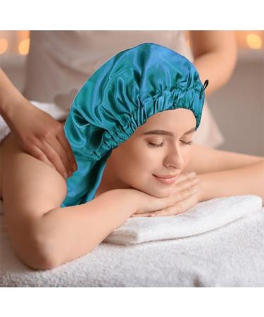 LadayPoa 2 Pcs Long Satin Sleep Cap for Women Girls - Black+Green Silky Bonnet for Long Curly Hair Protection - Buy Online on SooperMarket.com