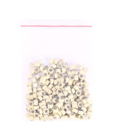 200 Pcs Beige Hair Extension Rings - 4MM Silicone Lined Beads & Loops Tools for Easy Application - Buy Online on SooperMarket.com