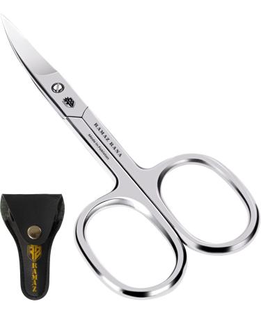 Nail scissors professional nail smoke shears extra fine sharply curved scissors made of stainless steel with leather case nail shaver for toenails for fingernails (Silver)