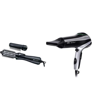 Braun Satin Hair 7 Warm air curling brush with IONTEC Technology & Satin Hair 7 hair dryer professional hair dryer with IONTEC and SATIN Protect technology HD710 black bundle with hair dryer HD710 Warmhuf-Lockenbrush