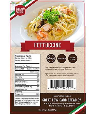 Great Low Carb Bread Company - Fettuccine Pasta, 8 ounces 8 Ounce (Pack of 1)