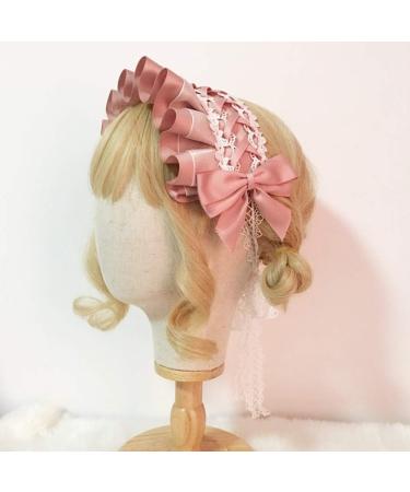 JSGHGDF Japanese Maid Cosplay Headdress Ruffled owknot Hairband Sweet Floral Lace Ribbon Party Hair Accessory White - Buy Online on SooperMarket.com