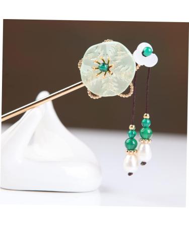 Mikinona Antique Hairpin Green Hair Clips Hanfu Girls Headwear Green Vintage Hairpin Chinese Handmade Hair Accessories Retro Chinese Stylish Clips Retro Hair Pin Copper Bride Walk - Buy Online on SooperMarket.com