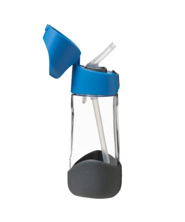 b.box 15oz Tritan Straw Bottle | Modern Water Bottle with Flip Straw for Toddlers & Kids | Spill Proof  BPA Free (Blue Slate  15 oz)