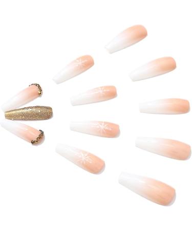 Brishow Christmas Glitter Snow False Nails - 24pcs Ballerina Acrylic Short Fake Nails for Women and Girls - Buy Online on SooperMarket.com