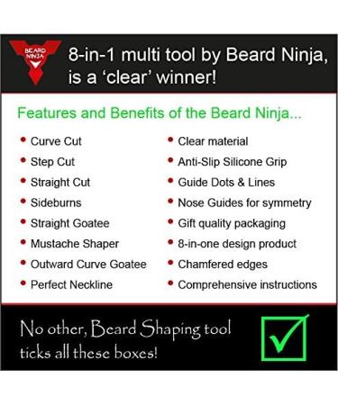 BEARD NINJA Beard Shaping Tool - Lineup & Edging Template for Goatee, Mustache, Neckline - Red - Buy Online on SooperMarket.com