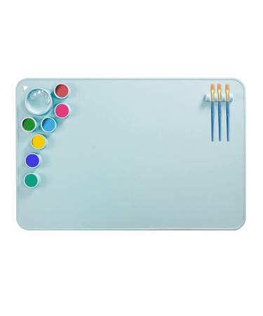Silicone Craft Mat, 24"x16" Large Painting Mat for Craft Resin Casting, Non Stick Heat-Resistant Creator Craft Pad with Cleaning Cup for Art, Clay and Play Dough (Blue) Blue-new