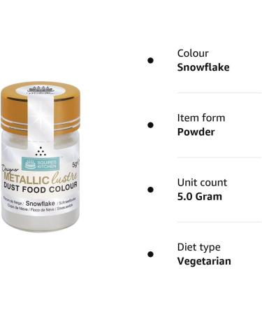 Designer Metallic Lustre Dust Snowflake 5g by Squires Kitchen - Sparkle and Shine for Your Creations - Buy Online on SooperMarket.com