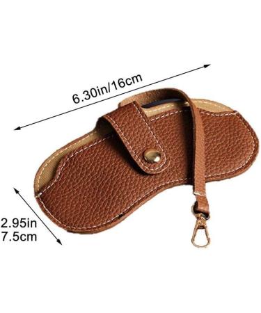 Vintage Leather Eyeglasses Case Holder | Portable Slim Sunglasses Pouch | Soft Glasses Bag for Men & Women - Brown - Buy Online on SooperMarket.com