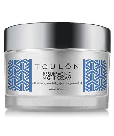 TOULON Night Face Cream For Women - Best Natural Face Moisturizer for Dry Skin with Vitamin C Cocoa Butter & Grapeseed Oil to Build Collagen Reduce Fine Lines & Firm Neck and Decollete