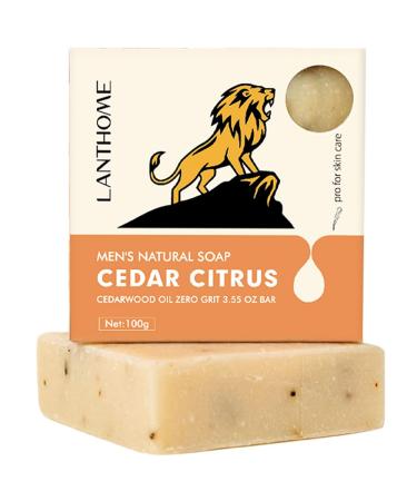 Men Soap Face Body Bathing Scrub Exfoliating Bar Handmade Shampoo Bar Clean Hydrate Soap with Citrus Cedar Essence Nourishing Dry Skin Washes Away Skin Dirty For Washing Body Hair Face Beard