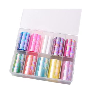 10 Rolls Nail Foil Nail Transfer Foil Holographic Nail Art Foil Decals for Nails Fingernail Stickers