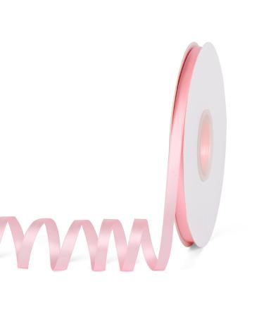YBLANDEG Satin Ribbon Solid Color Light Pink 1/4 inches X 50 Yards  Double Faced Polyester Fabric Ribbon for Gifts Wrapping  Wedding  Party  Hair  Crafts  Bows  DIY Decor Ornaments 1/4 X 50 Yards Light Pink