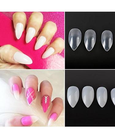 Yimart 500pcs Stiletto Clear False Nails - Oval Sharp Full Cover Nail Tips for Acrylic & Gel - Nail Art Decoration Salon - Buy Online on SooperMarket.com