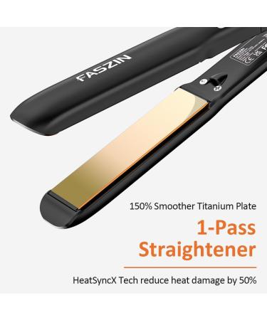 Faszin Ionic Titanium Hair Straightener: 20S Fast Heat Up, Clear LCD Display, 2-in-1 Styling Tool for Smooth & Shiny Results - Black - Buy Online on SooperMarket.com