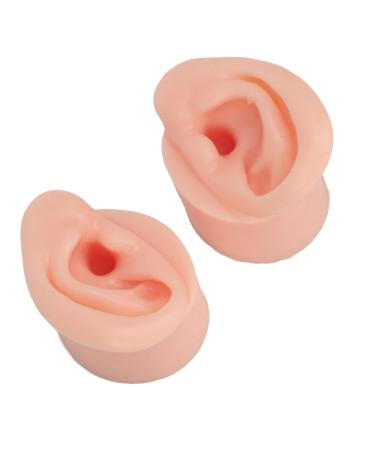 Practice Ear Model Soft Elastic Jewelry Display 1 Pair Ear Model for Beginner for Piercing Salon(Light Skin Color)