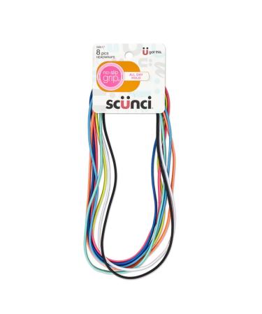 Scunci by Conair No-Slip Grip Flat Bright Headwraps Thin Elastic Headwraps in Bright Colors 8 Pack