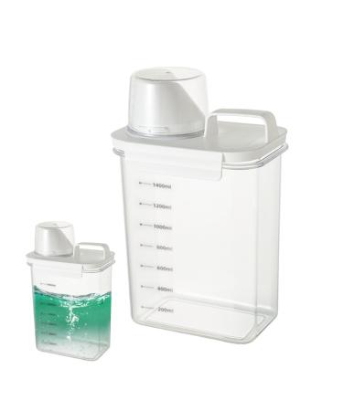 1PC Laundry Detergent Dispenser 1800ml Clear Airtight Washing Powder Dispenser with Scale and Cup Detergen Box for Solid Liquid 1800ml with scale